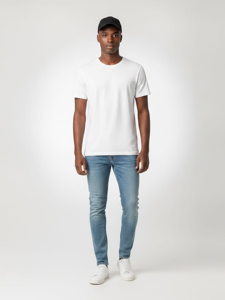 Model wearing the Off-Duty Tee outfit
