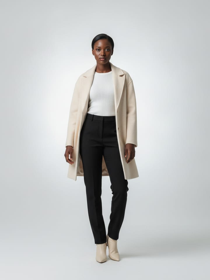 A woman wearing an outfit rendered by Trywear